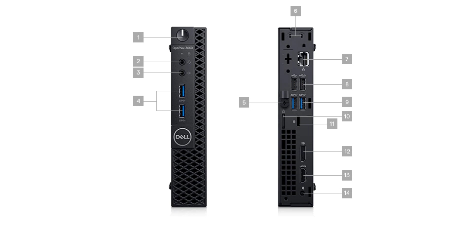 DELL OptiPlex 3060 8th gen Intel® Core™ i5 i5-8500T 4 GB DDR4-SDRAM 128 GB SSD Black MFF Mini PC